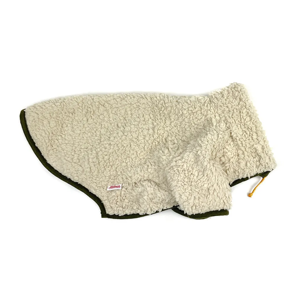 Sherpa Fleece Dog Jacket in Cream/Olive