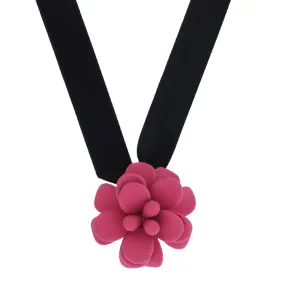 Sicilian Bougainvillea Hot Pink Hibiscus Retro Dangle Choker Necklace
