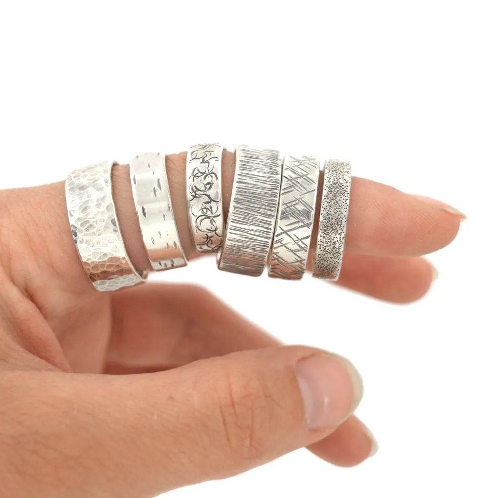 Silver Hammered Texture Ring