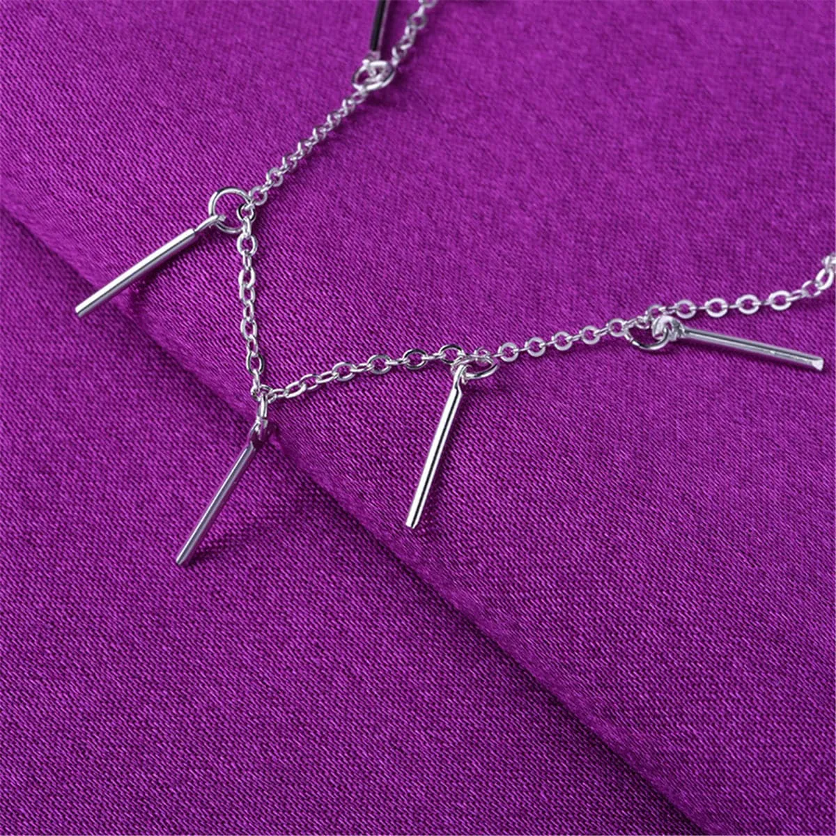 Silver-Plated Bar Station Anklet