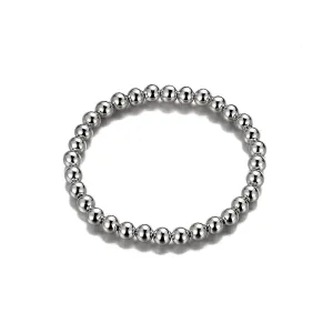 Silver-Plated Beaded Stretch Bracelet