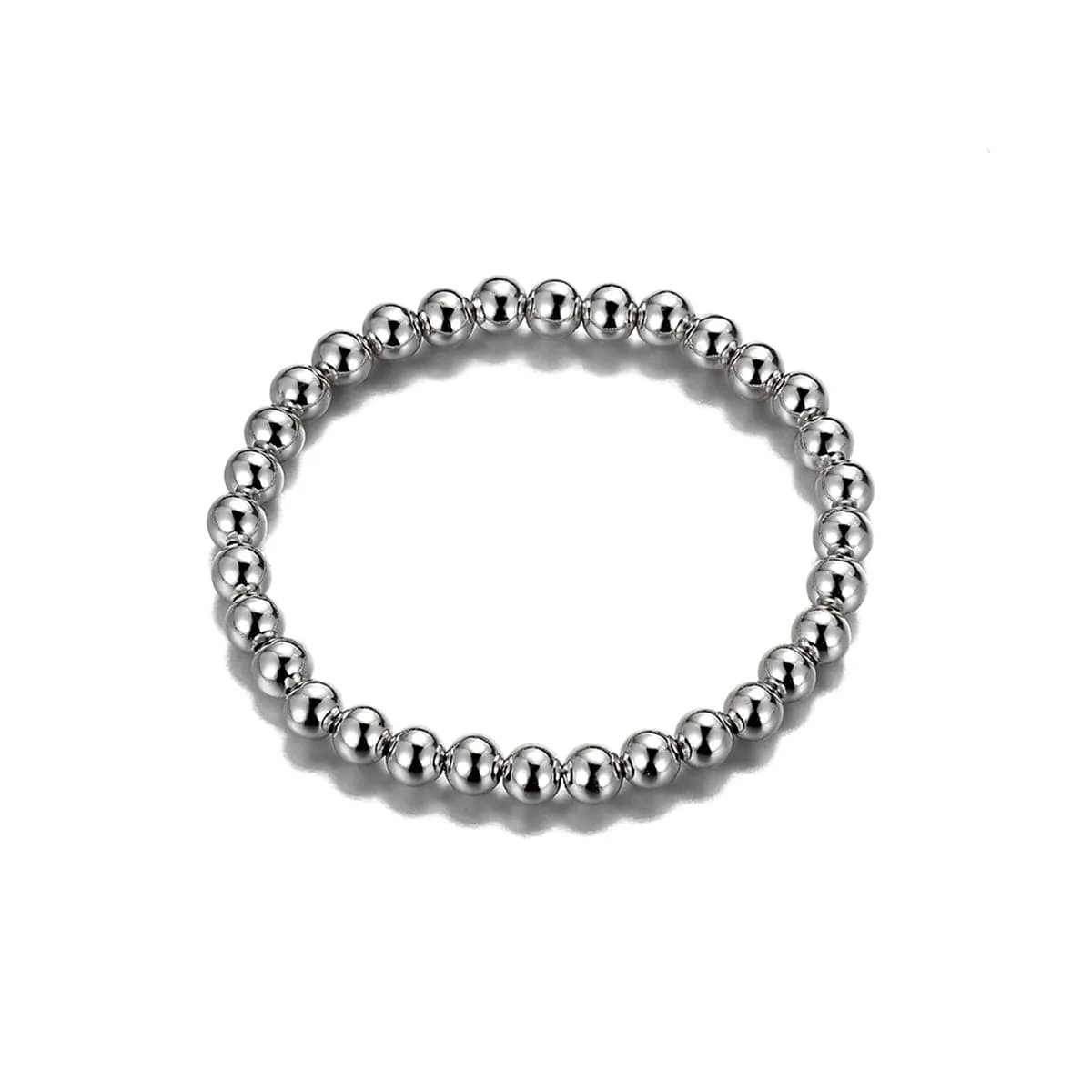 Silver-Plated Beaded Stretch Bracelet