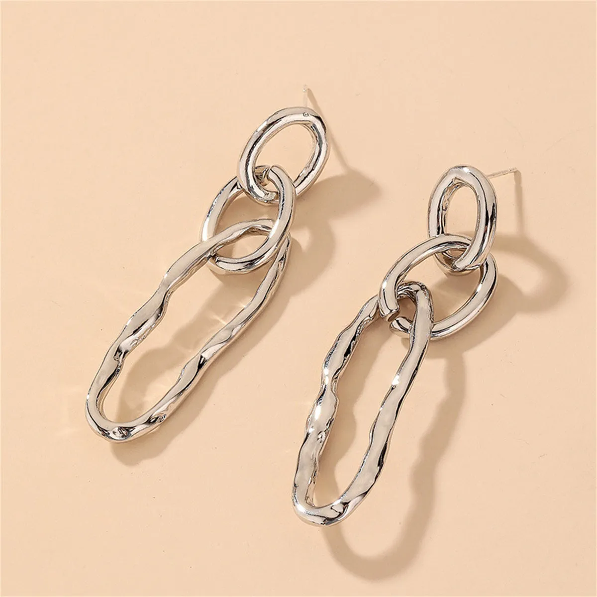 Silver-Plated Chain Drop Earrings