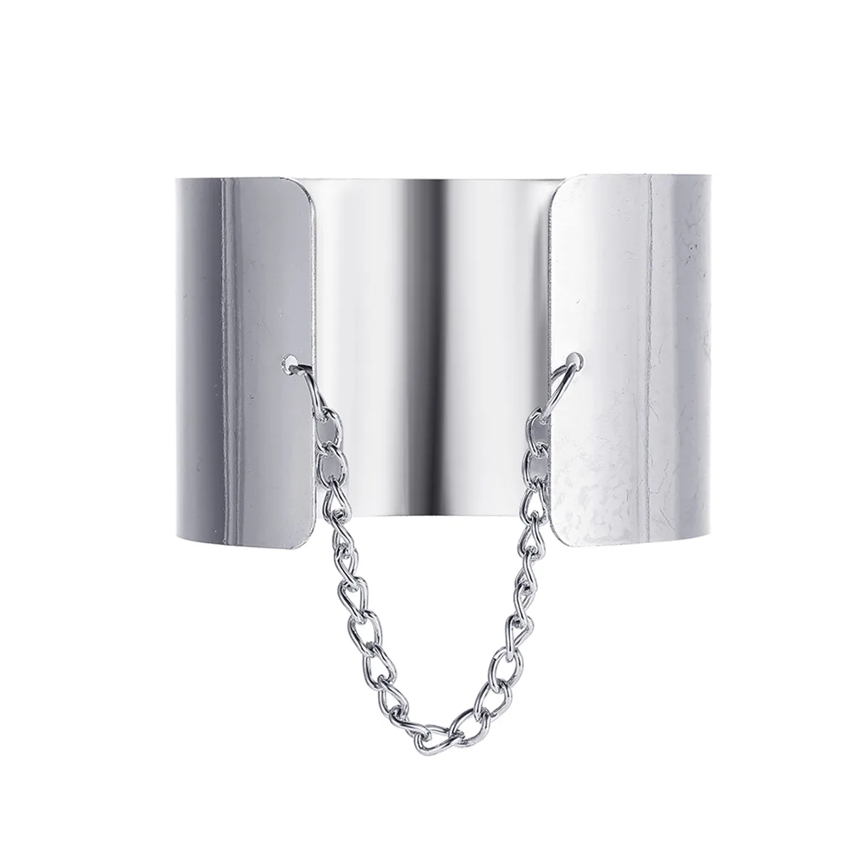 Silver-Plated Chain Wide Cuff