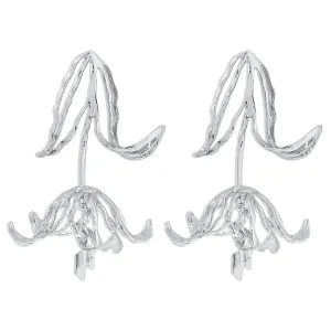 Silver-Plated Copper Openwork Tulip Dangle Earrings