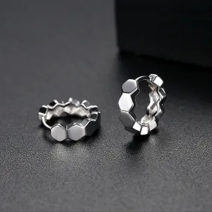 Silver-Plated Hexagon Huggie Earrings