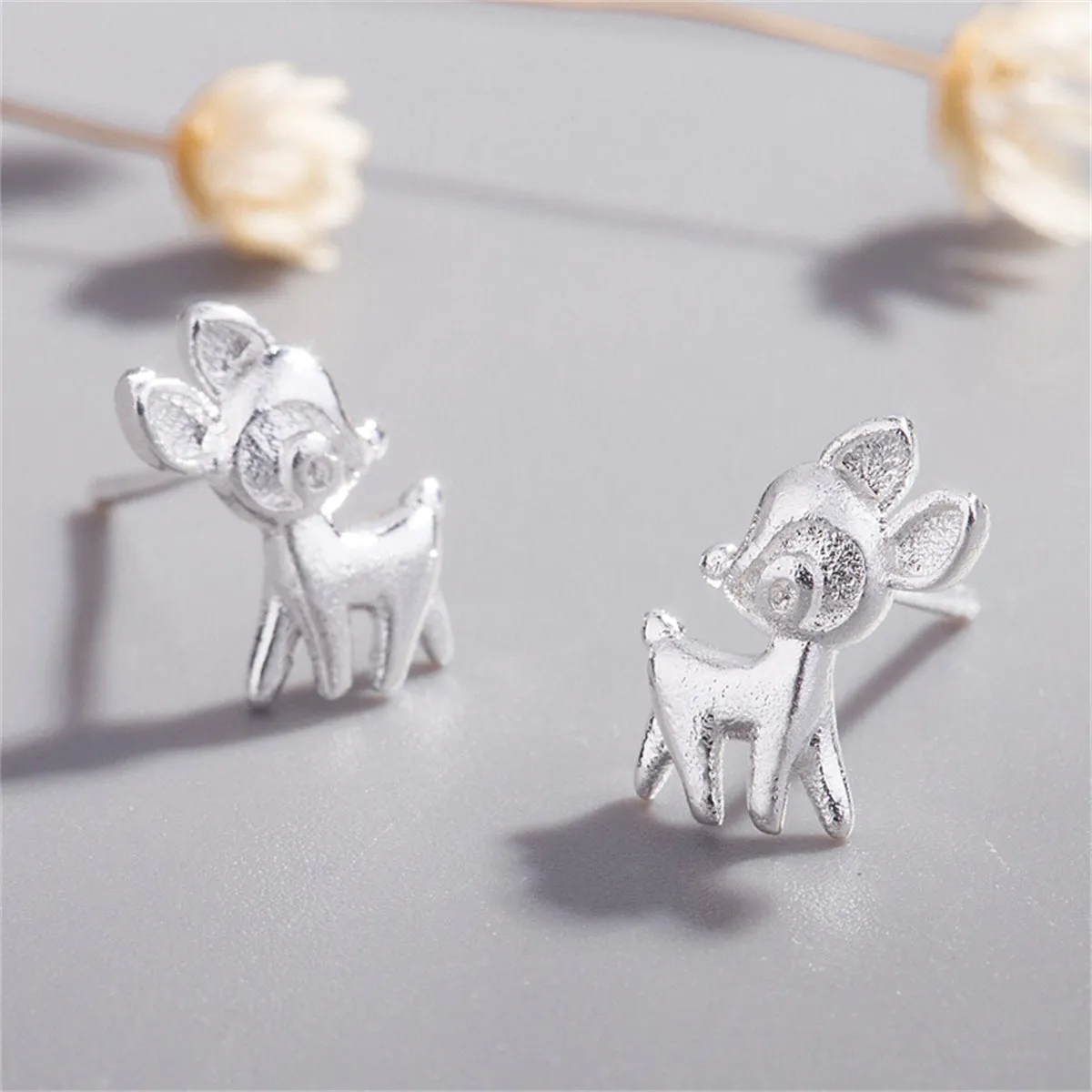 Silver-Plated Reindeer Stud Earrings