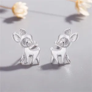 Silver-Plated Reindeer Stud Earrings