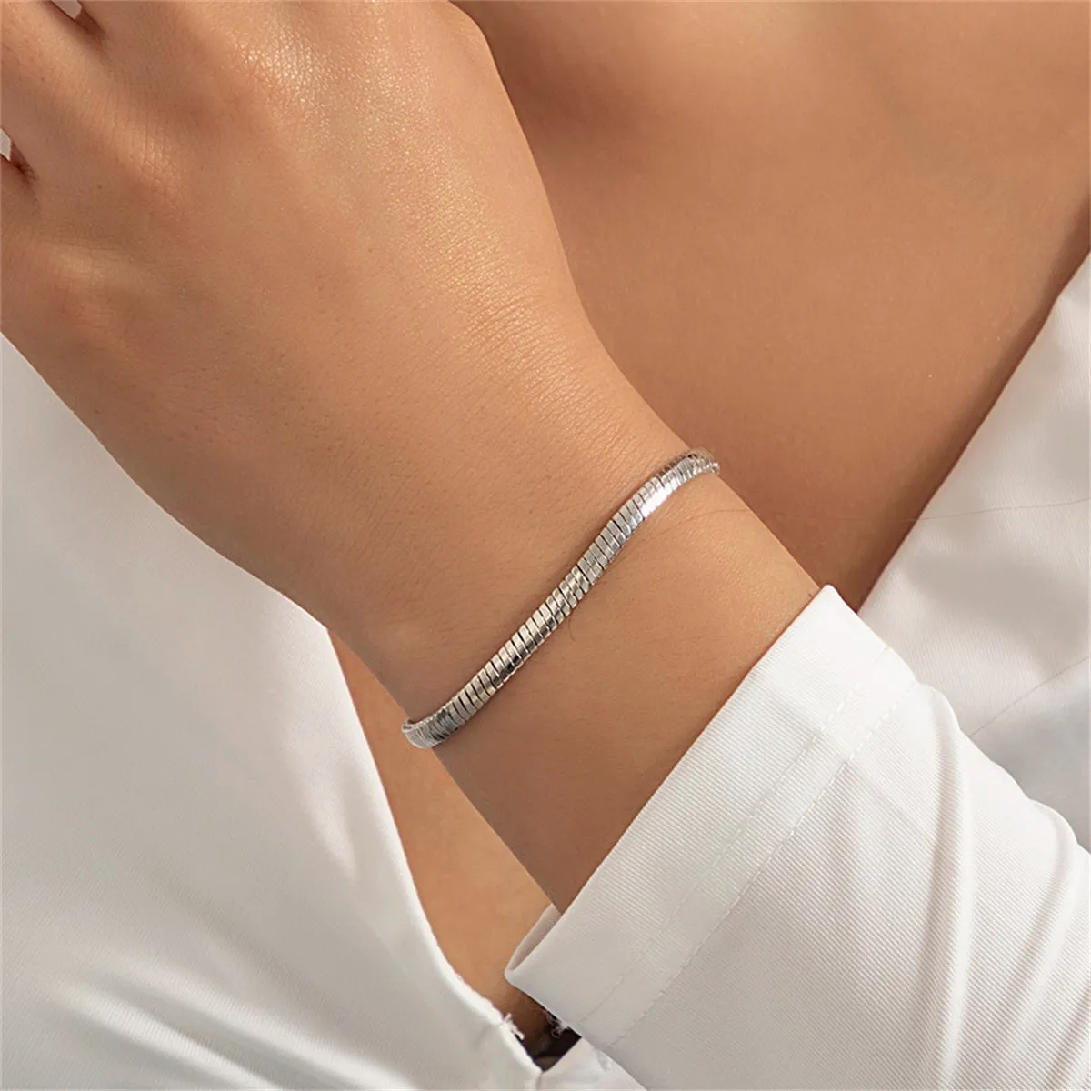 Silver-Plated Snake Chain Bracelet