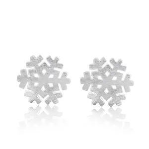 Silver-Plated Snowflake Stud Earrings