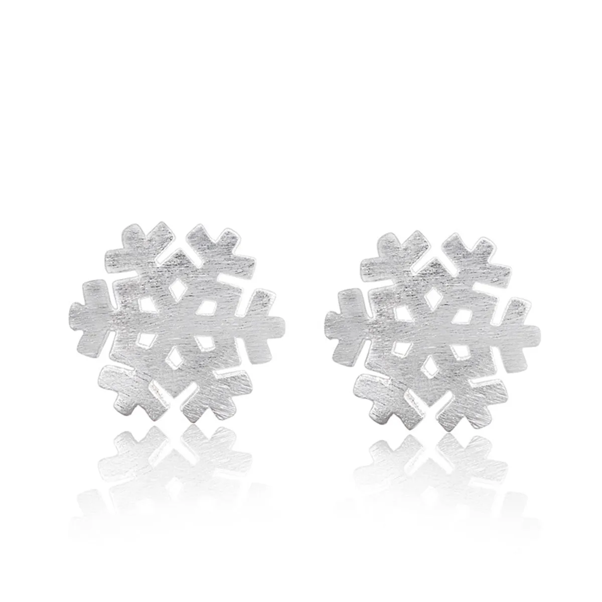 Silver-Plated Snowflake Stud Earrings