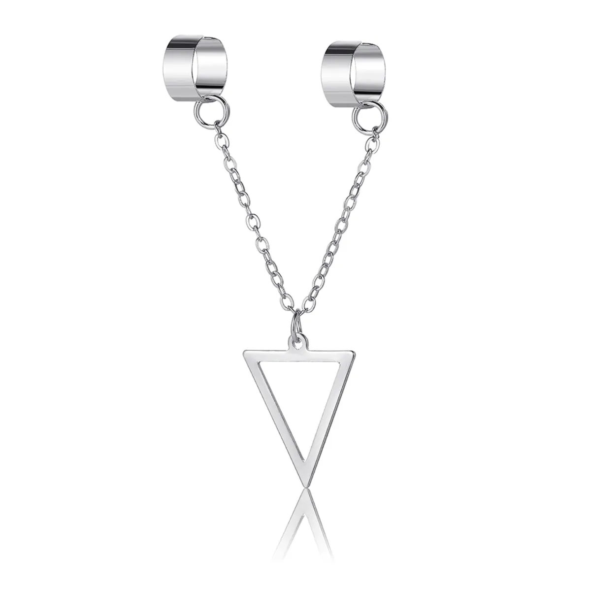 Silver-Plated Triangle Drop Double Ear Cuff