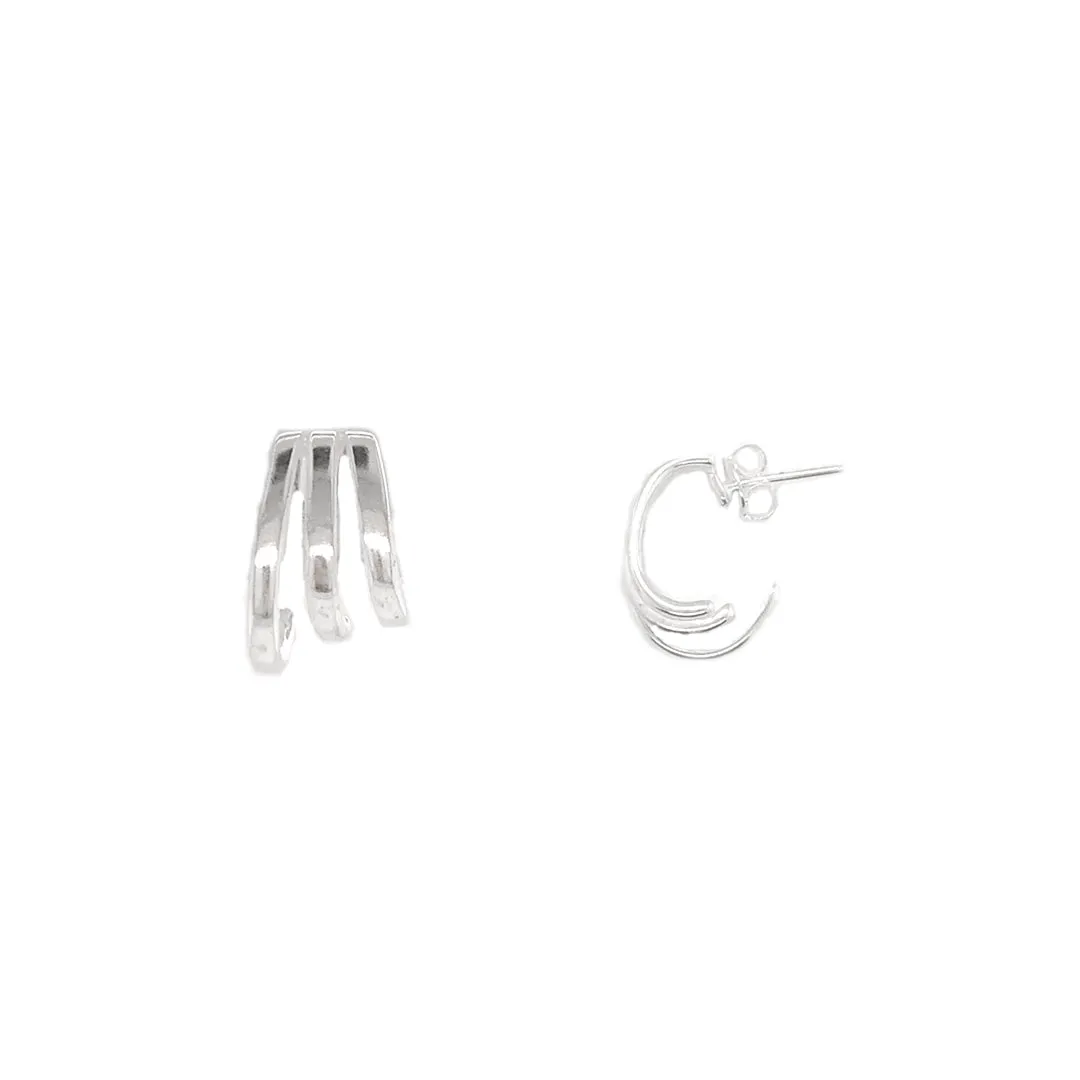 Silver Triple Hoops