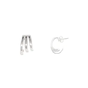 Silver Triple Hoops