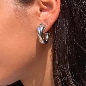 Silver Twist Hoops