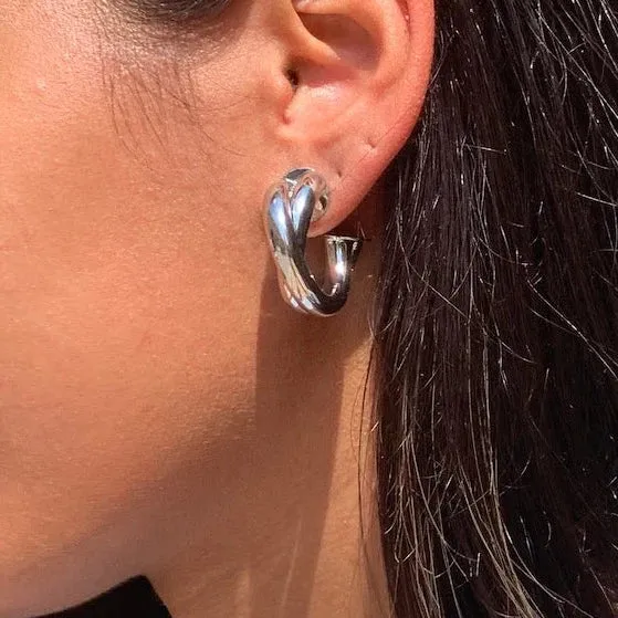 Silver Twist Hoops