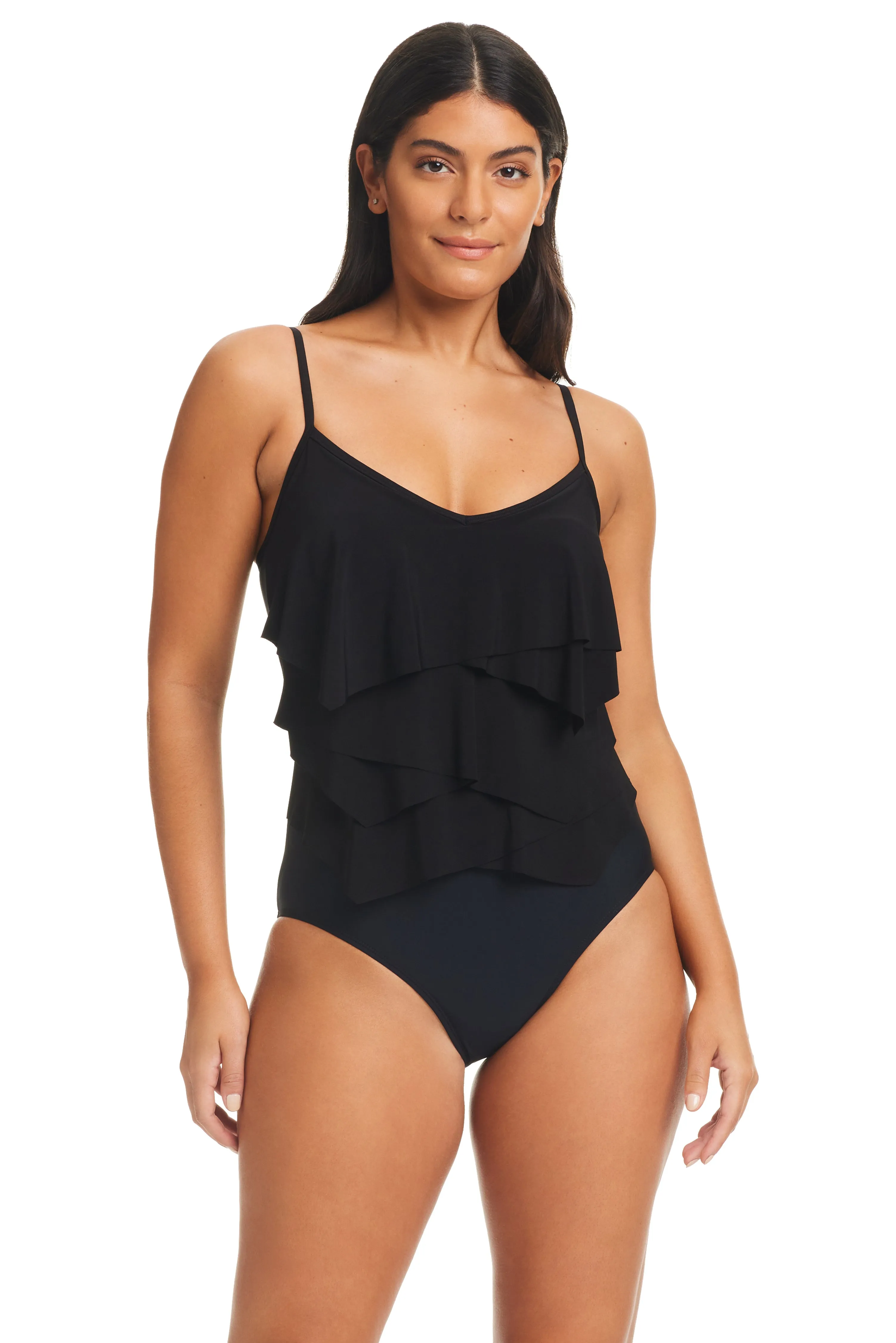 Solid Essentials Geometric One Piece Swimsuit