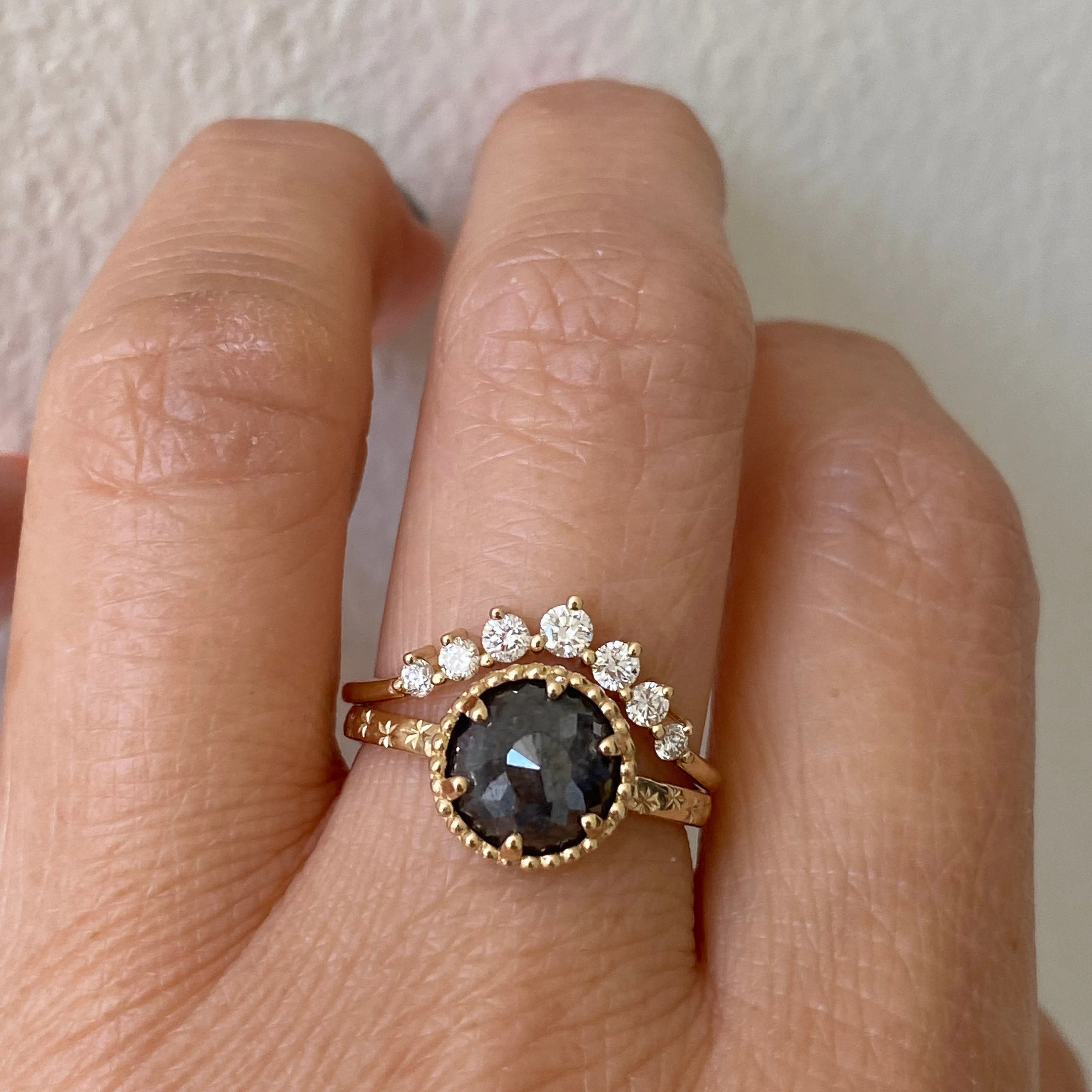 Starry Night Rustic Black One of A Kind Diamond Ring