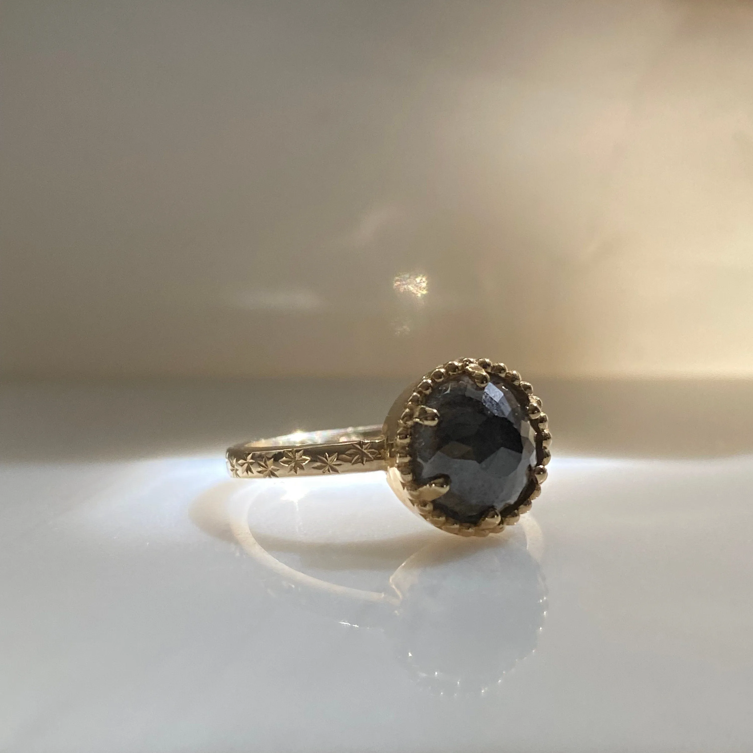 Starry Night Rustic Black One of A Kind Diamond Ring