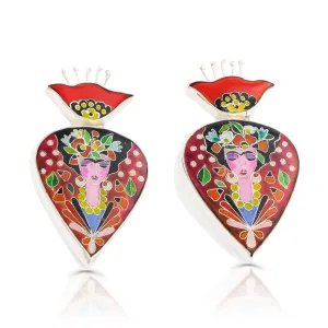 Sterling Silver and Enamel Frida Inspired Earrings
