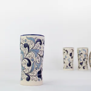 Stoneware Tumblers | Azul Hoja Hand Painted Pattern