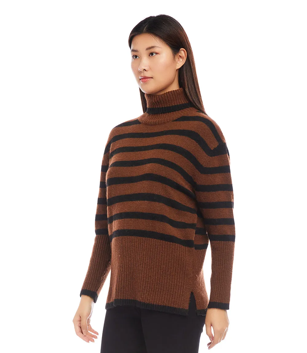 Stripe Turtleneck Sweater
