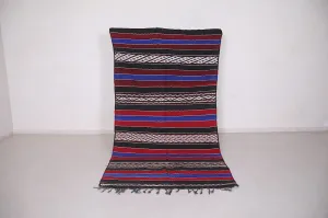 Striped Moroccan Kilim Rug - 4.9x9.1 ft Handwoven with Bold Colors
