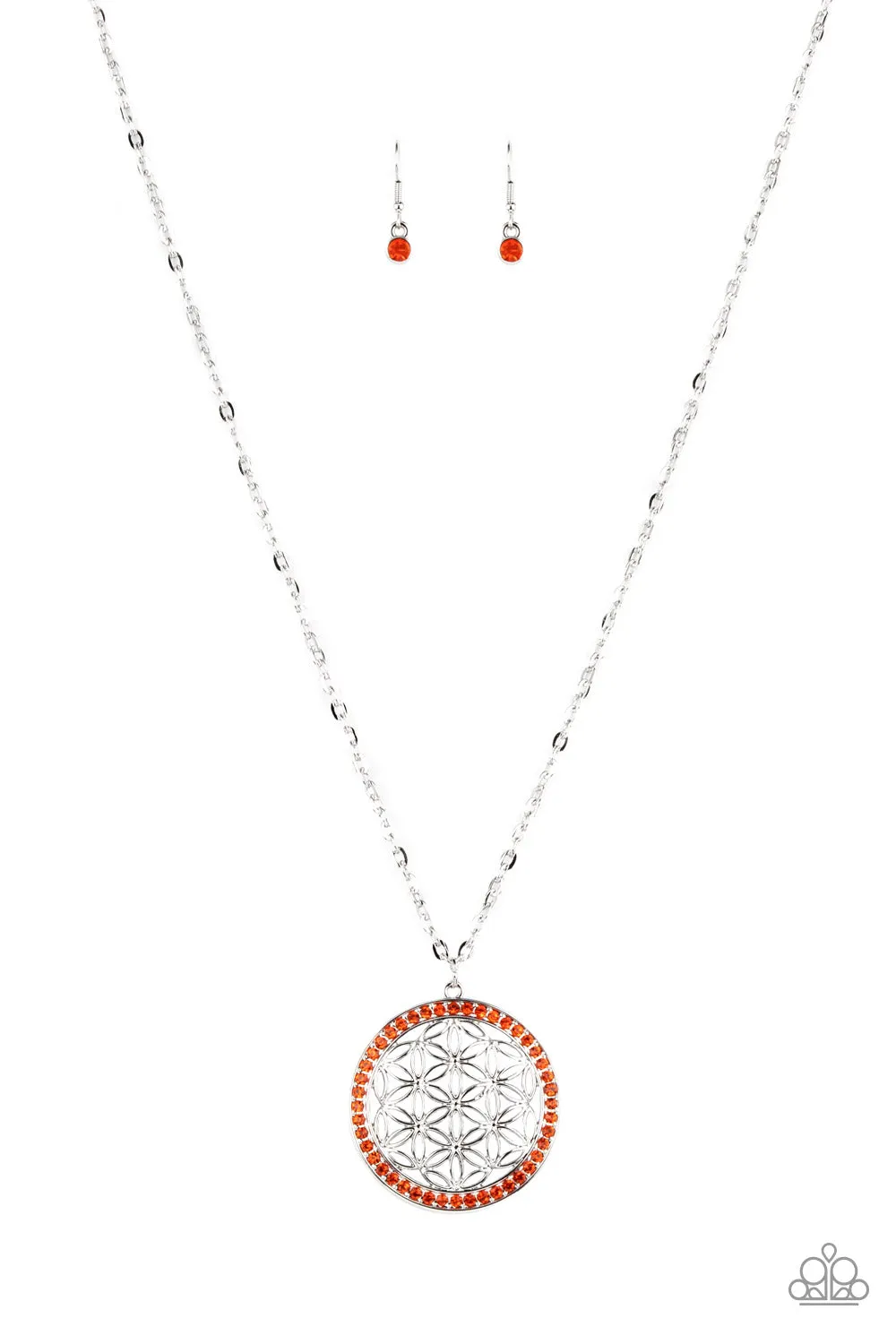 Tearoom Twinkle - Orange Necklace - Paparazzi Accessories