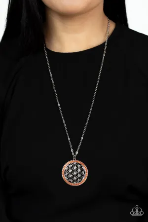 Tearoom Twinkle - Orange Necklace - Paparazzi Accessories
