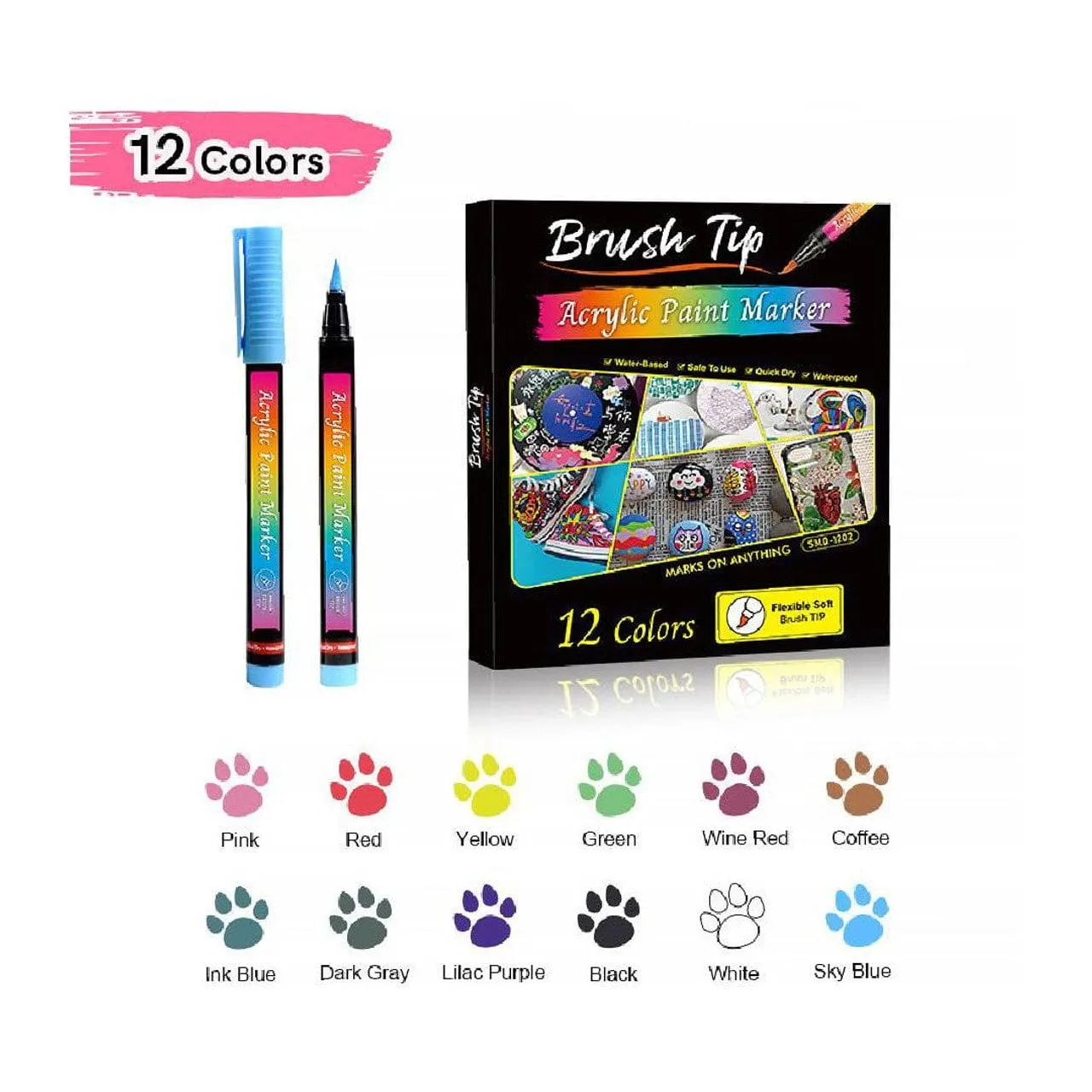 The Art Journey 12 Colour Acrylic Paint Makers Set 6mm Soft Tip ART008