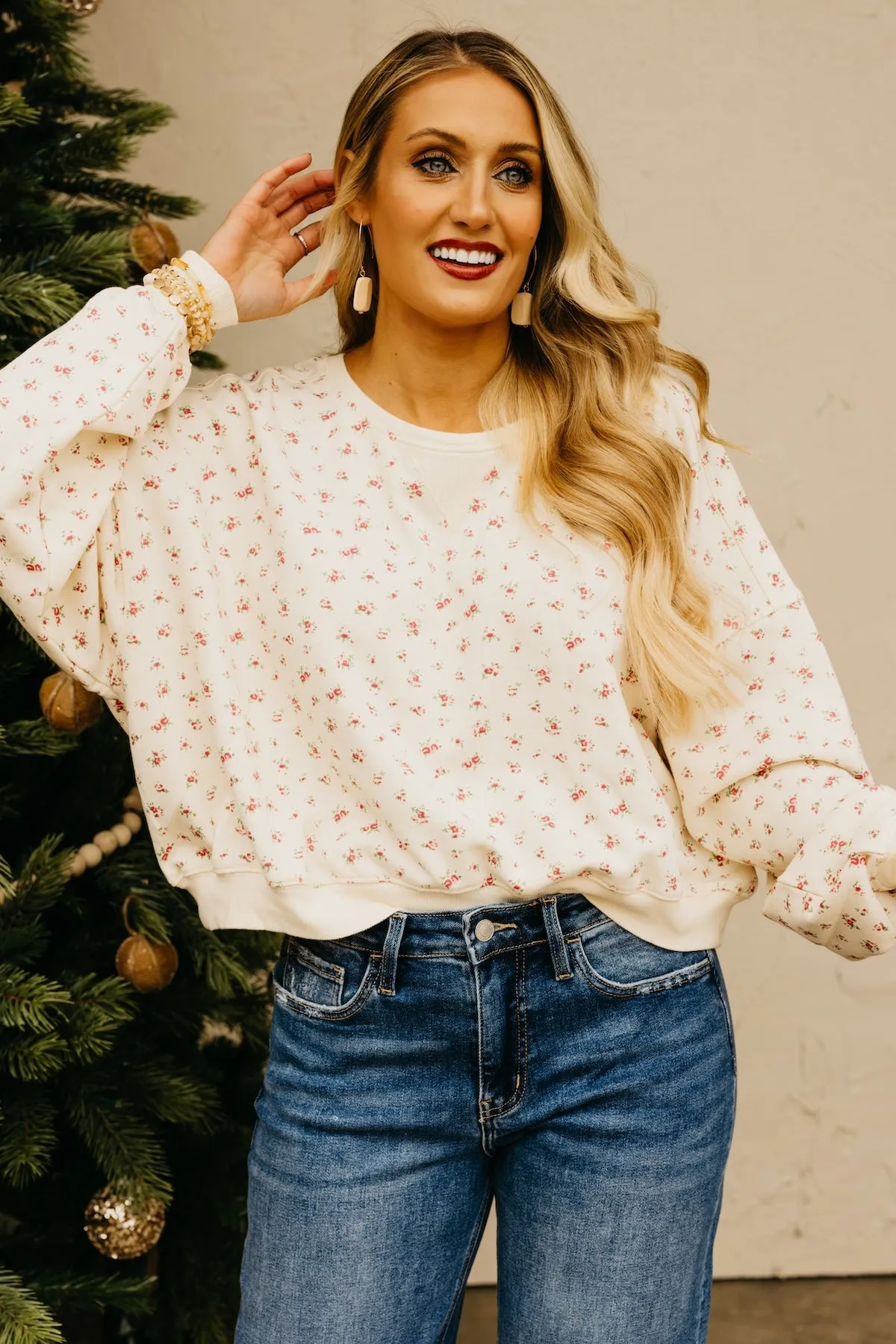 The Maddox Floral Terry Pullover Sweatshirt