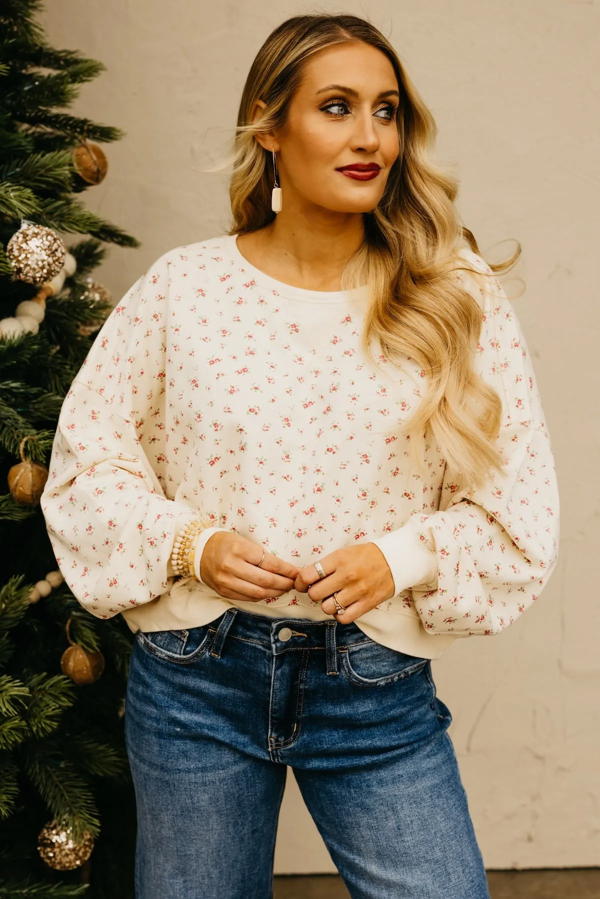 The Maddox Floral Terry Pullover Sweatshirt