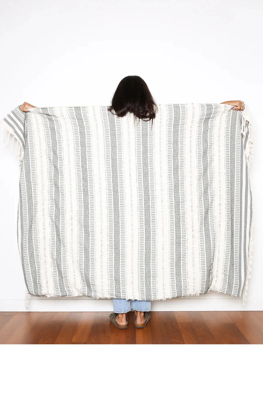 The Ophelia Fleece Throw | Black Stripe