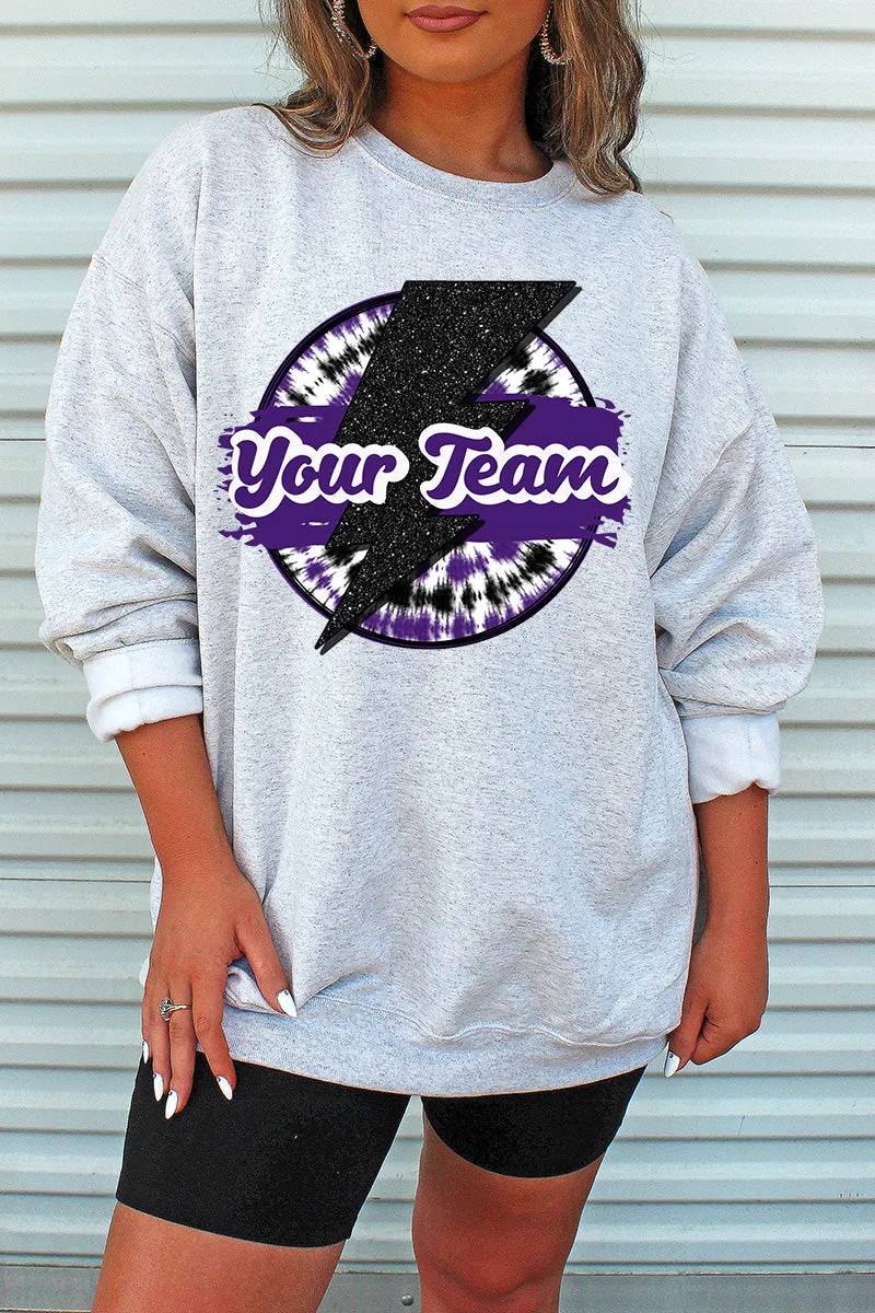 Tie Dye Bolt Purple And Black Unisex NuBlend Crew Sweatshirt