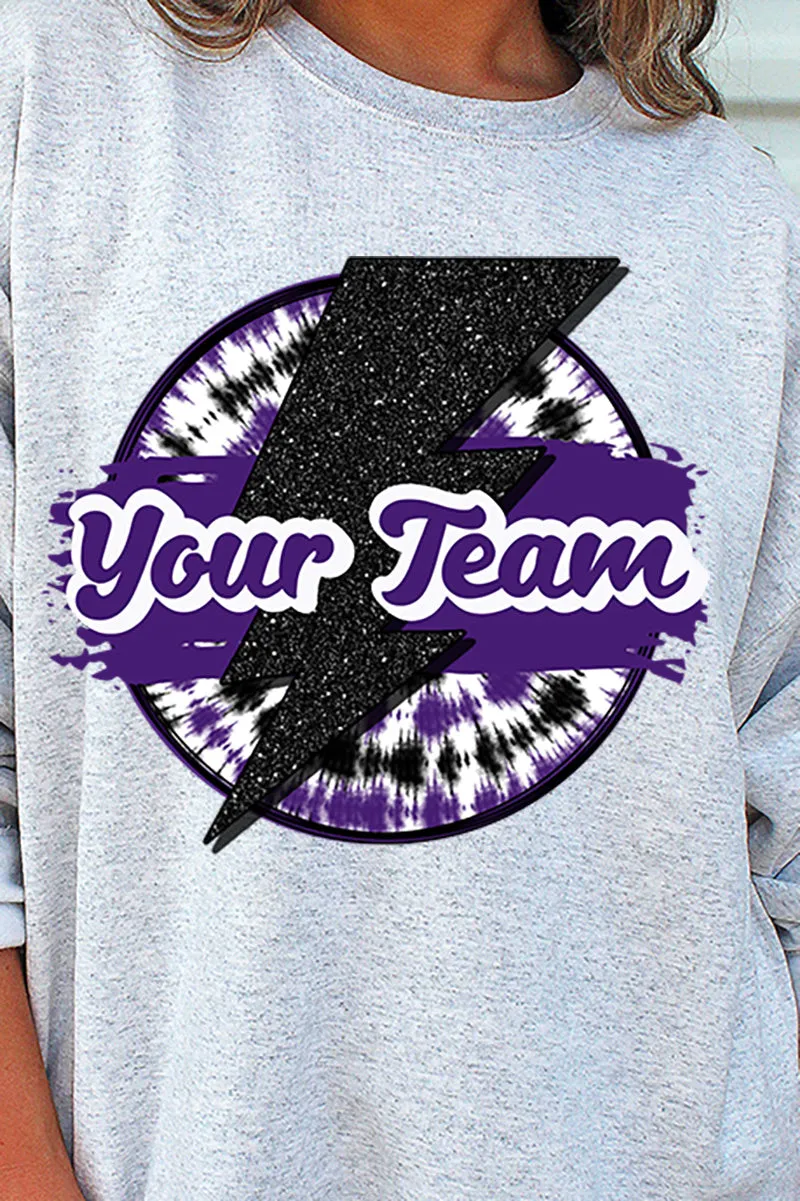 Tie Dye Bolt Purple And Black Unisex NuBlend Crew Sweatshirt