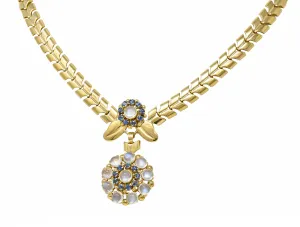 Tiffany & Co. Retro Moonstone Sapphire 14 Karat Gold Floral Cluster Necklace