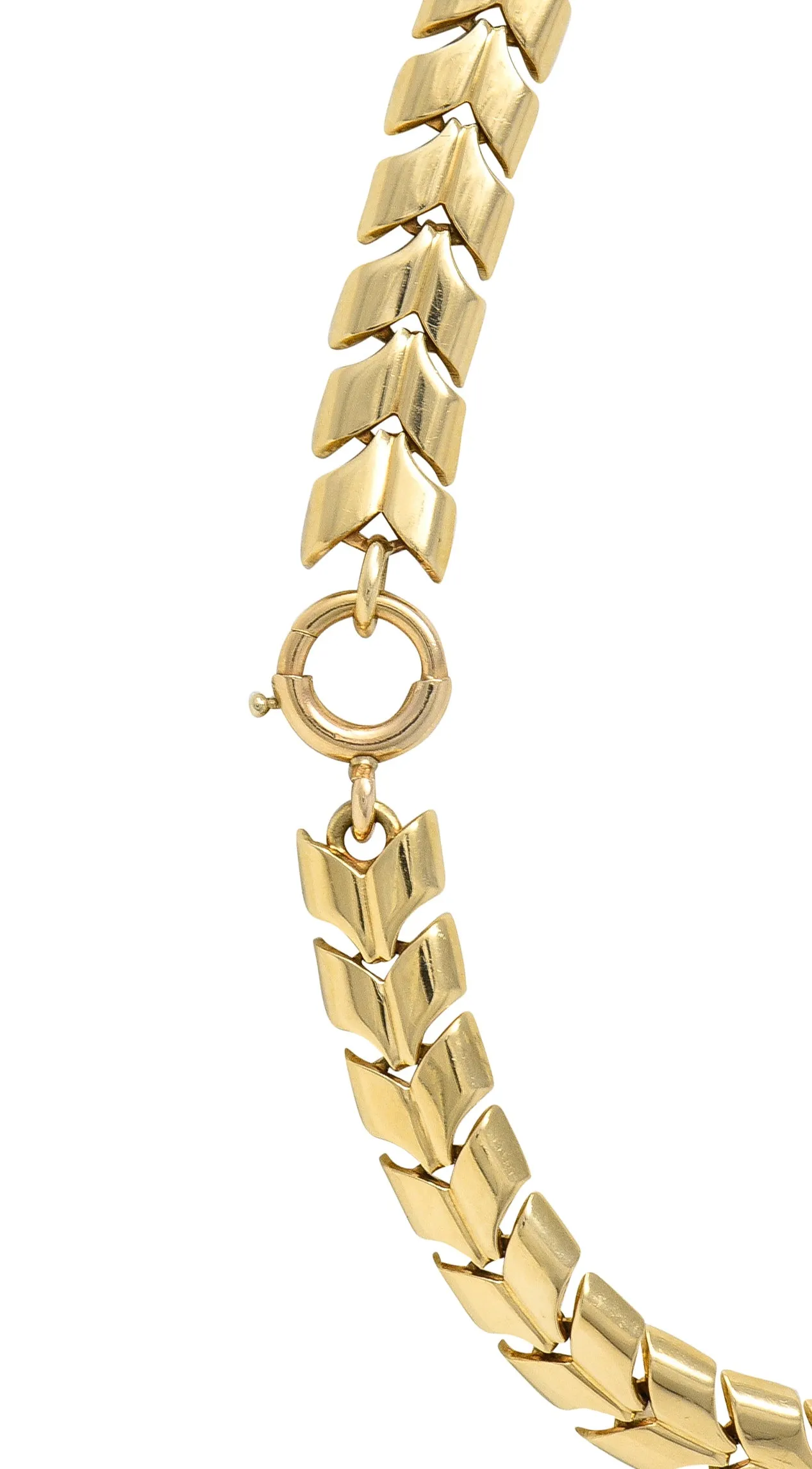 Tiffany & Co. Wordley Allsopp & Bliss Retro Garnet 14 Karat Yellow Gold Wheat Link Vintage Lariat Station Necklace