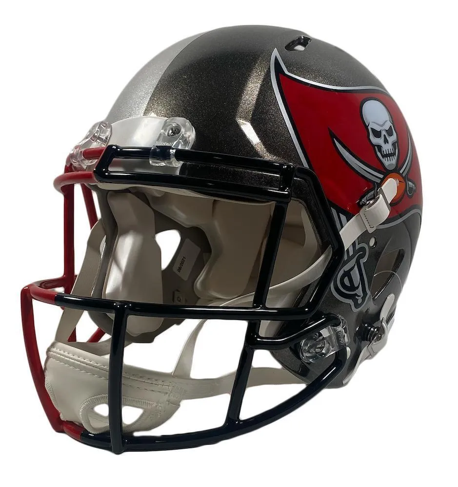 TOM BRADY Autographed Patriots / Buccaneers Split Authentic Helmet FANATICS