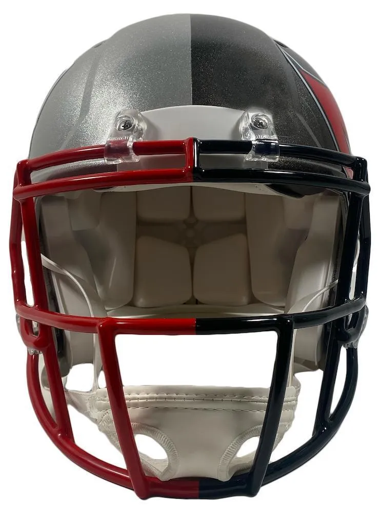 TOM BRADY Autographed Patriots / Buccaneers Split Authentic Helmet FANATICS