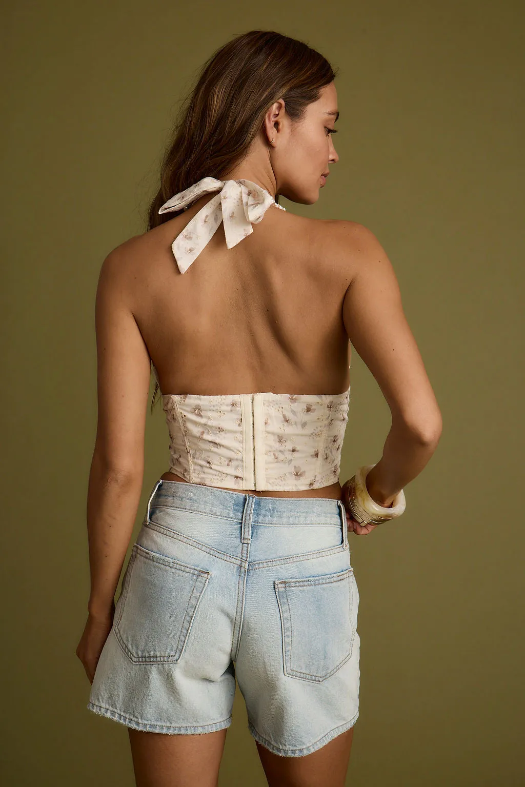 Tracy Eyelet Floral Halter Top