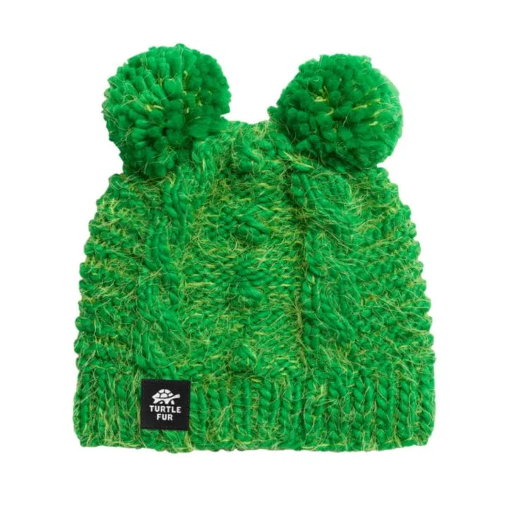 Turtle Fur Kids Fluff Balls Pom Pom Beanie