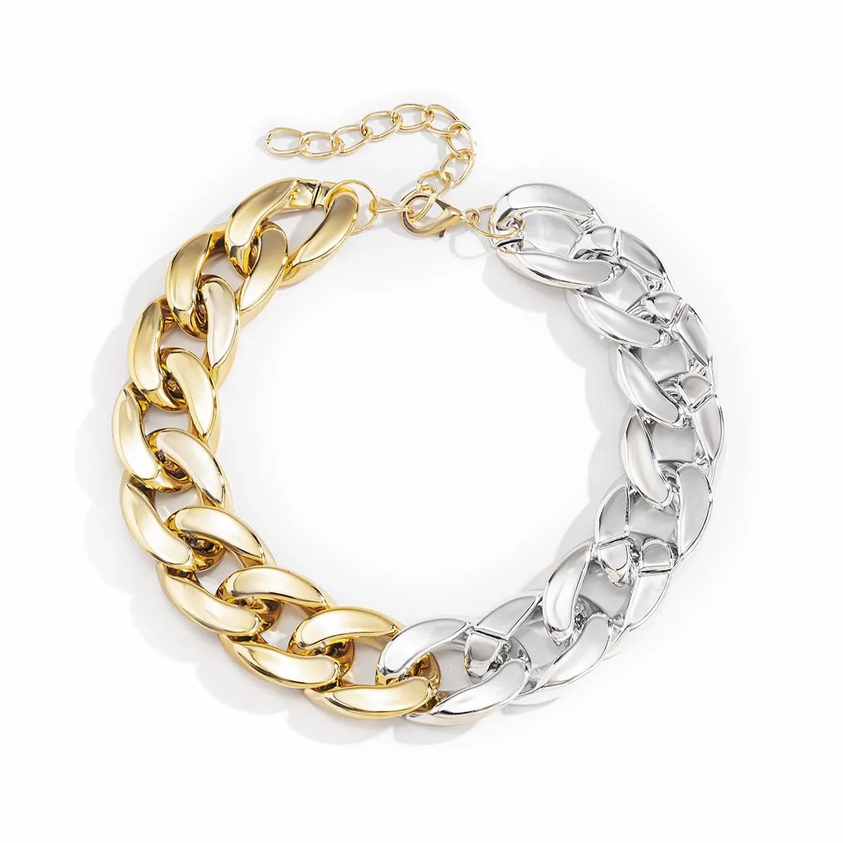 Two-Tone Curb Chain Choker Necklace
