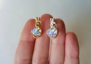Very Dainty Moonstone Heart in Silver or Gold