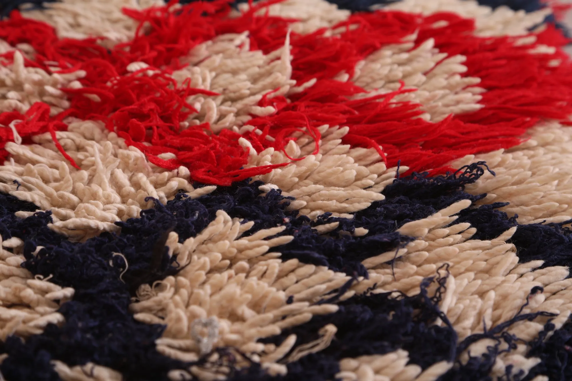 Vibrant Moroccan Rug 2.1 x 5.7 FT - Bold Red & Blue Design