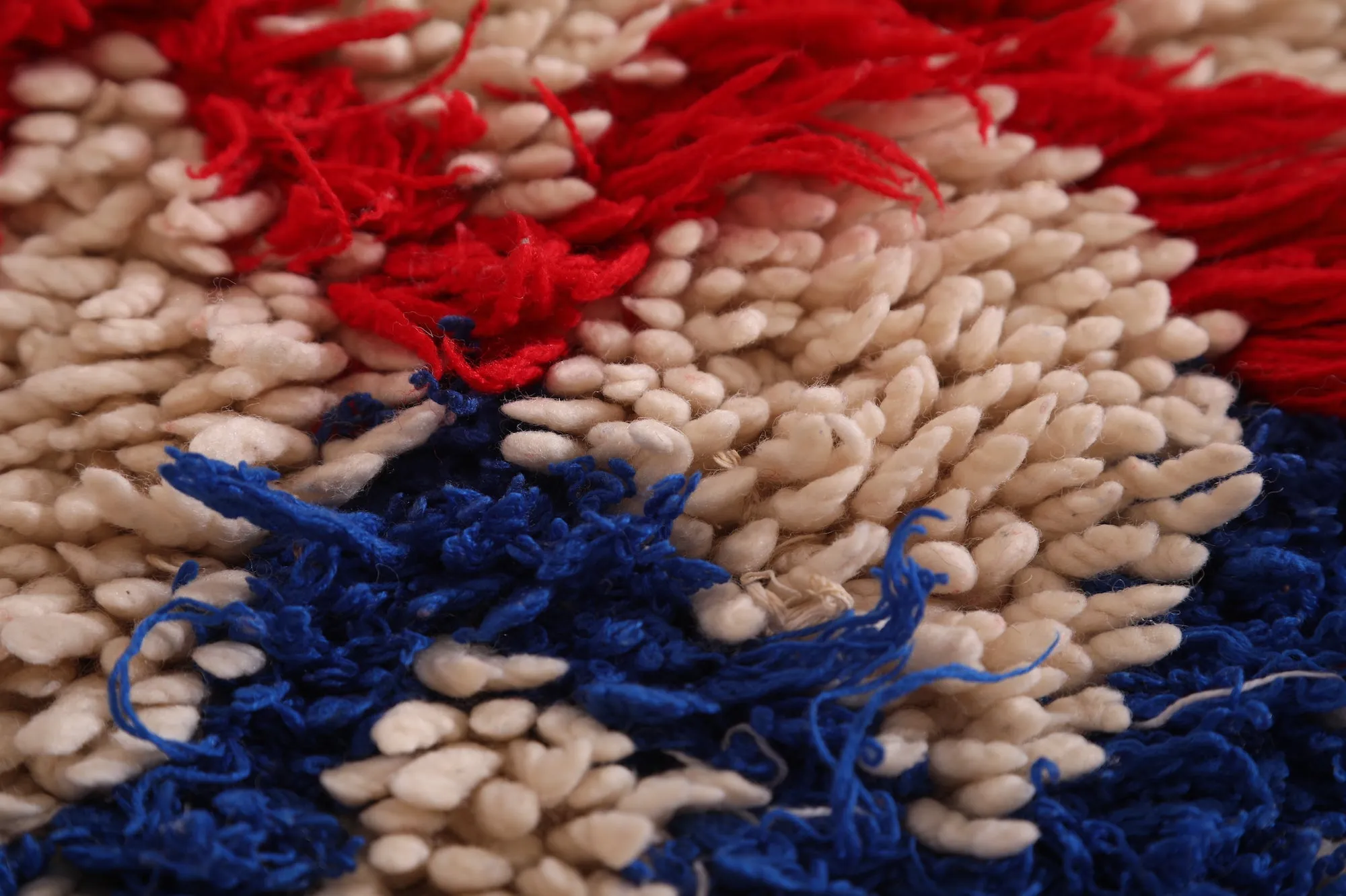 Vibrant Moroccan Rug 2.1 x 5.7 FT - Bold Red & Blue Design