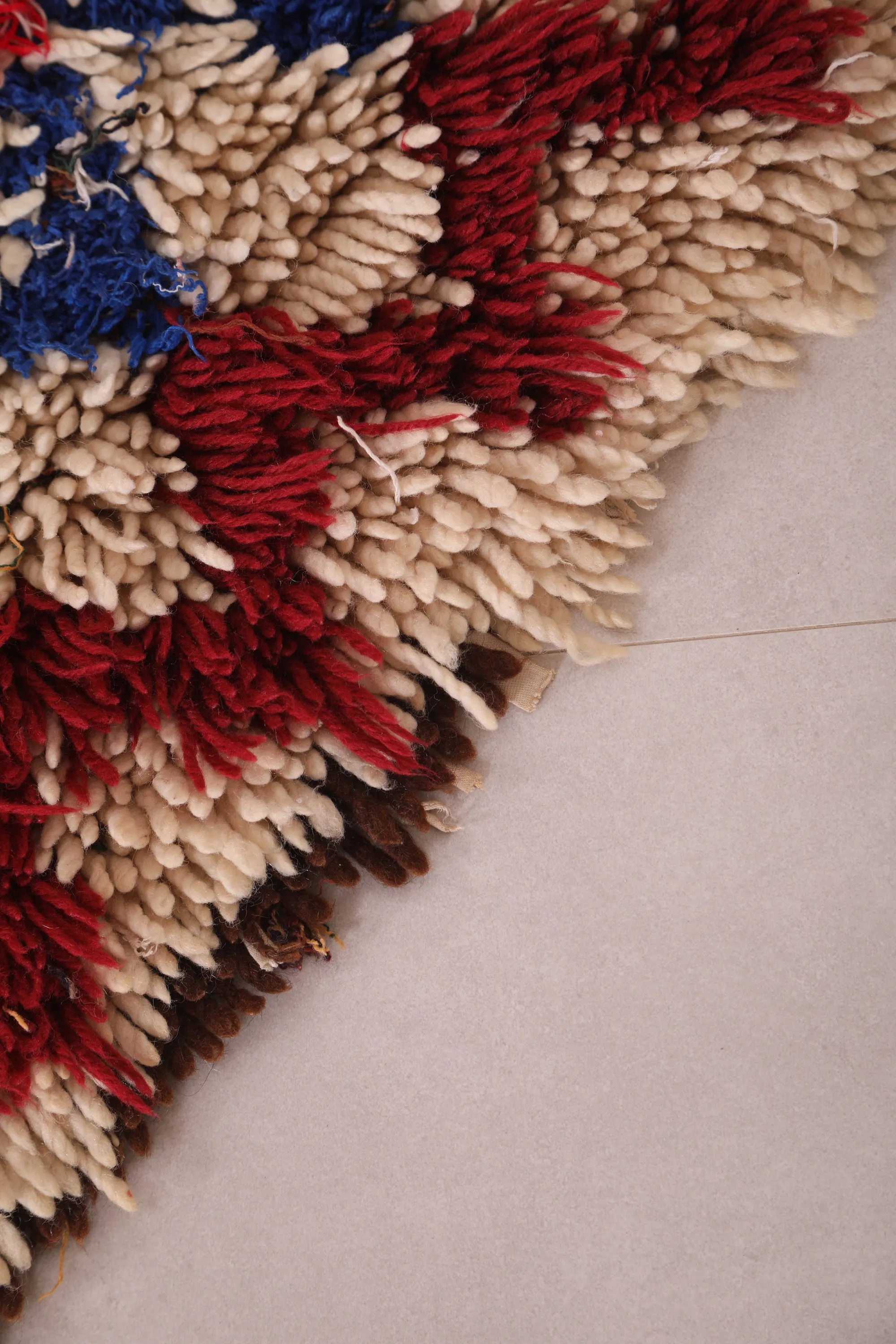 Vibrant Moroccan Rug 2.1 x 5.7 FT - Bold Red & Blue Design