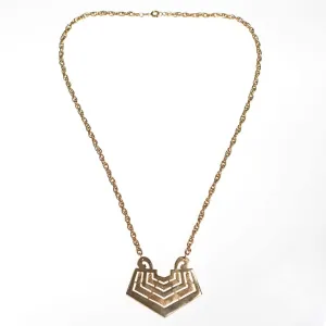 Vintage 1960s Gold Chevron Pendant Necklace