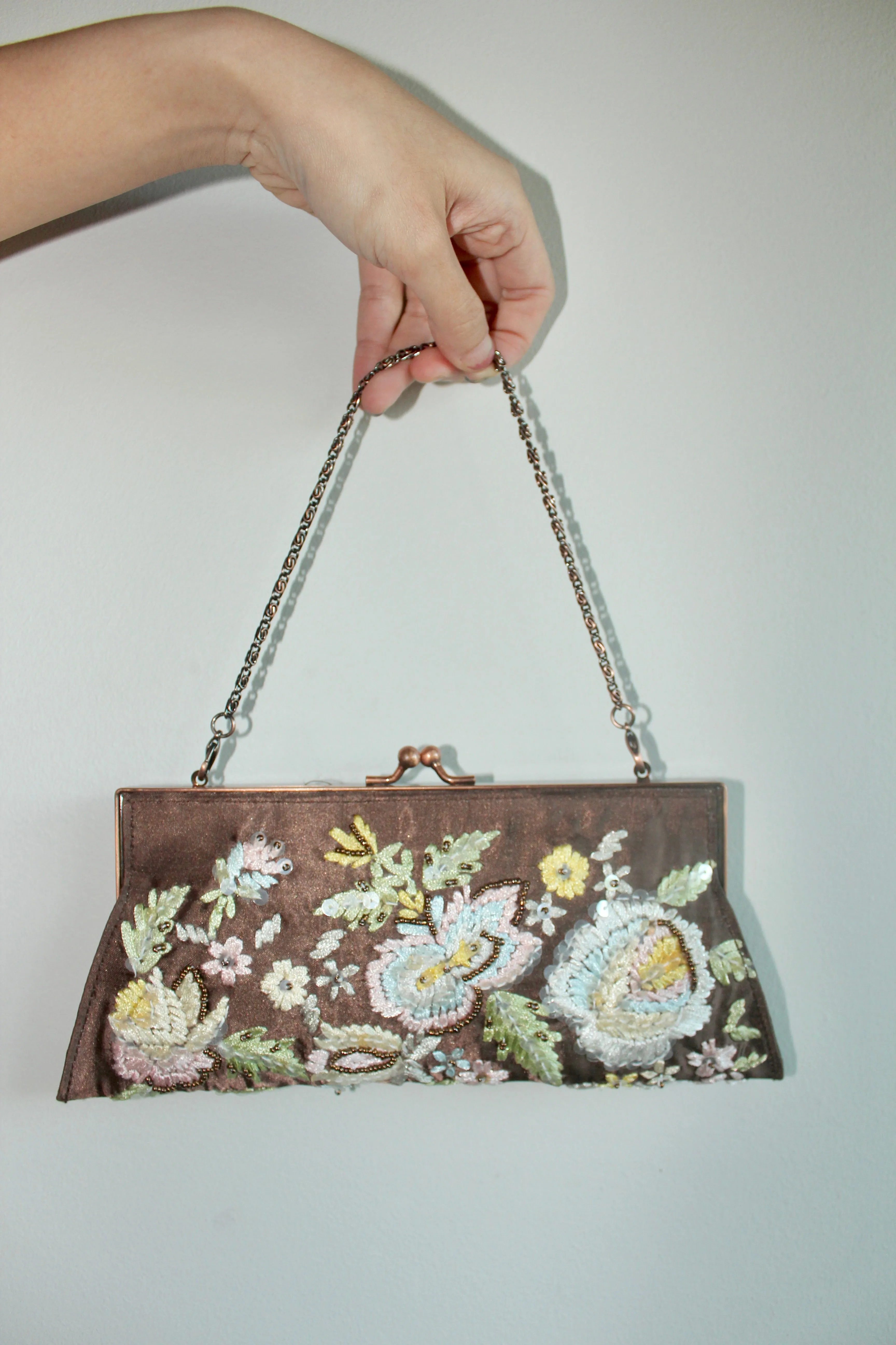 Vintage 90s Italian Floral Beaded Purse