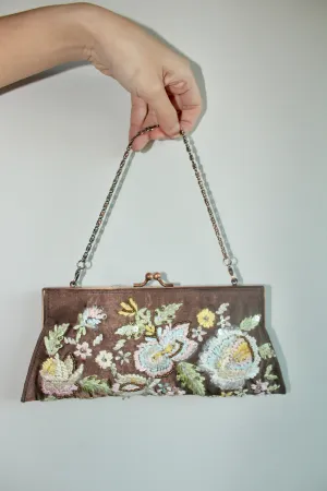 Vintage 90s Italian Floral Beaded Purse