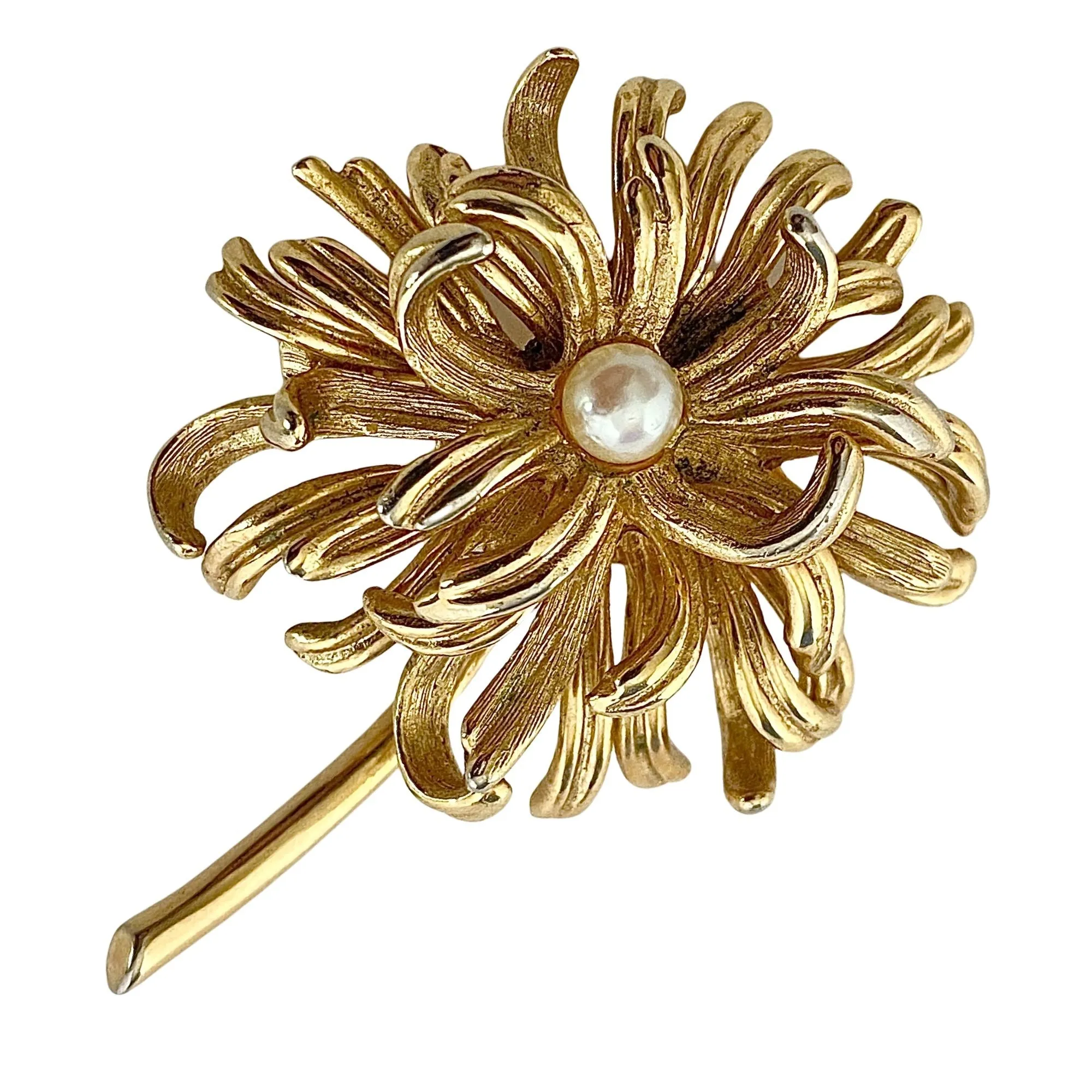 Vintage Boucher Aster Flower and Pearl Brooch